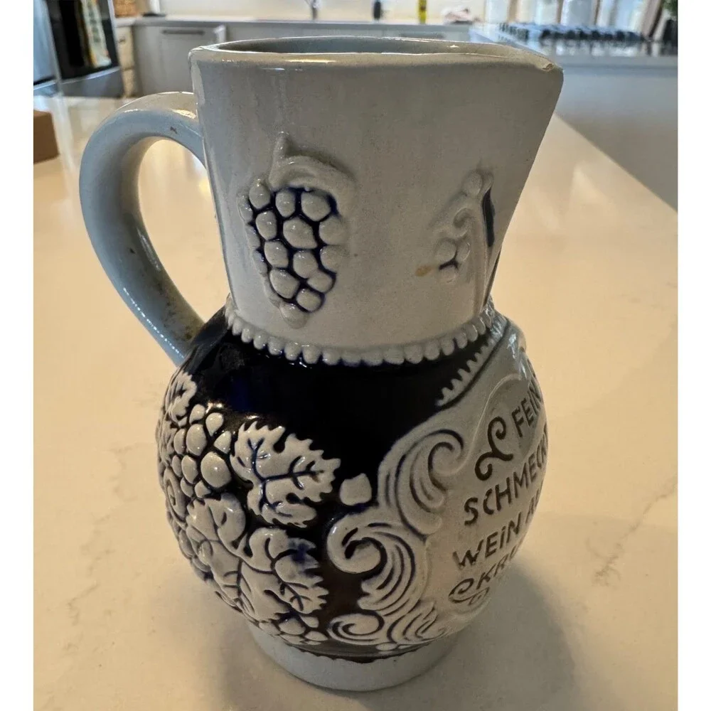 Vintage Marzi & Remy German salt-glazed stoneware Wine Pitcher